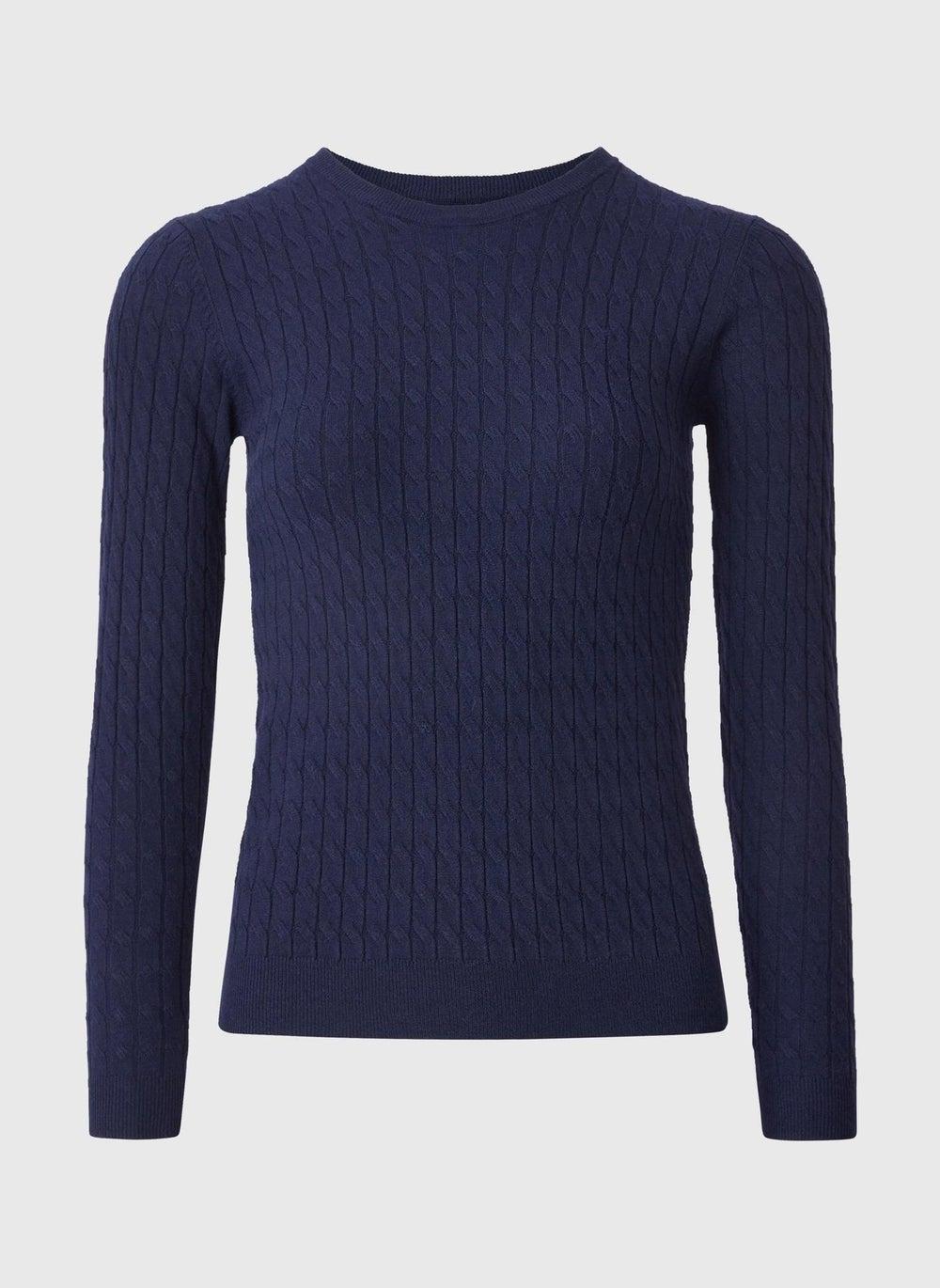 Navy Baby Cable Knit Crew Jumper - Image 1