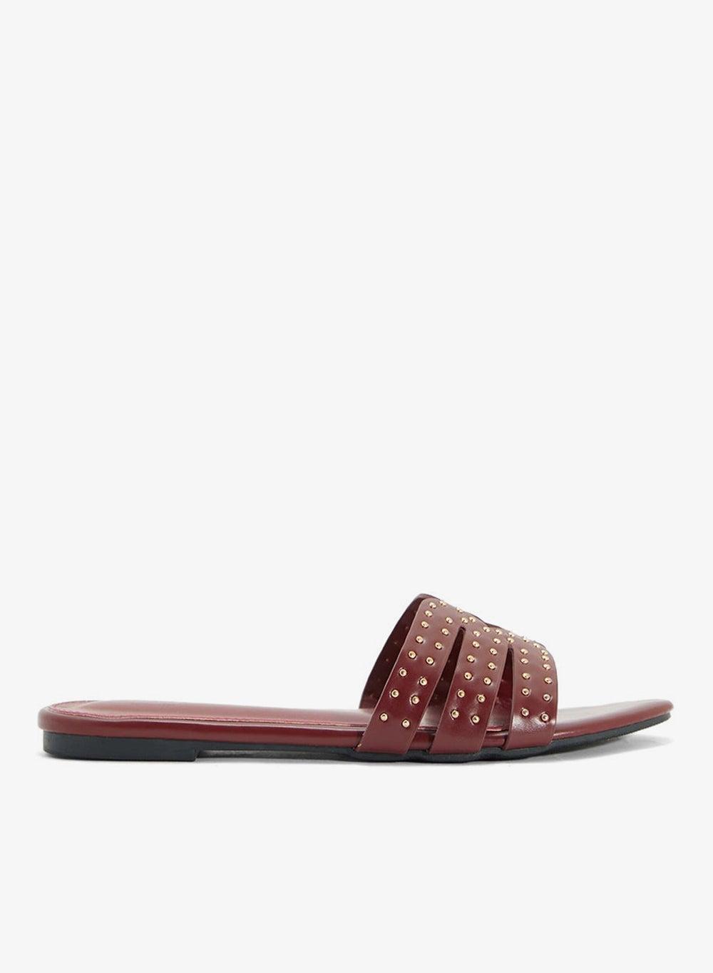 Studded Flat Sandal with Sleek Minimalist Edge - Image 1