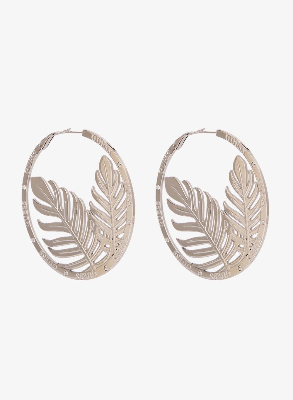 Double Leaf Hoop Earrings with Polished Finish - Image 1