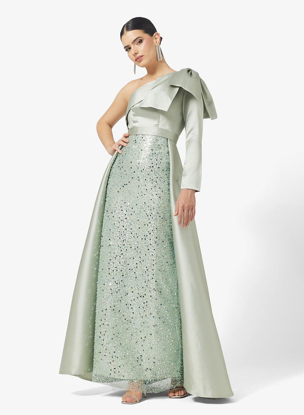 One-Shoulder Sequin Evening Gown - Image 1