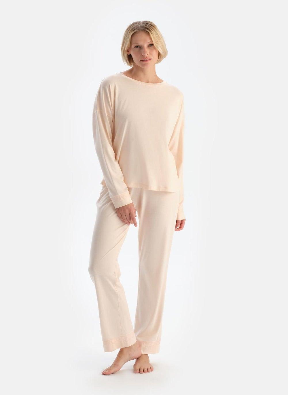 Pink Crew Neck Supreme Pajama Set Mid Rise - Image 1