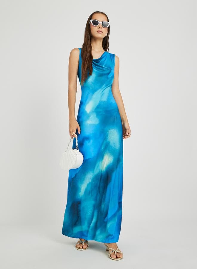 Take Two Printed Cowl Neck Sleeveless Maxi Dress - Image 1