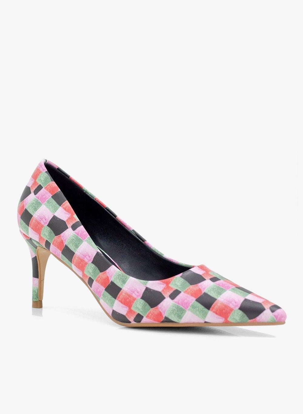 Banu 7cm Multicolor Pointed Court Heels Pink - Image 1