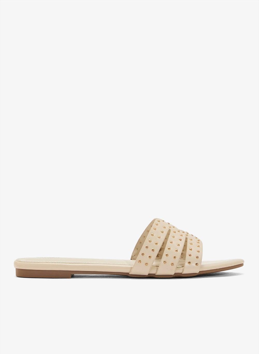 Studded Leather Flat Sandal for Effortless Elegance - Image 1
