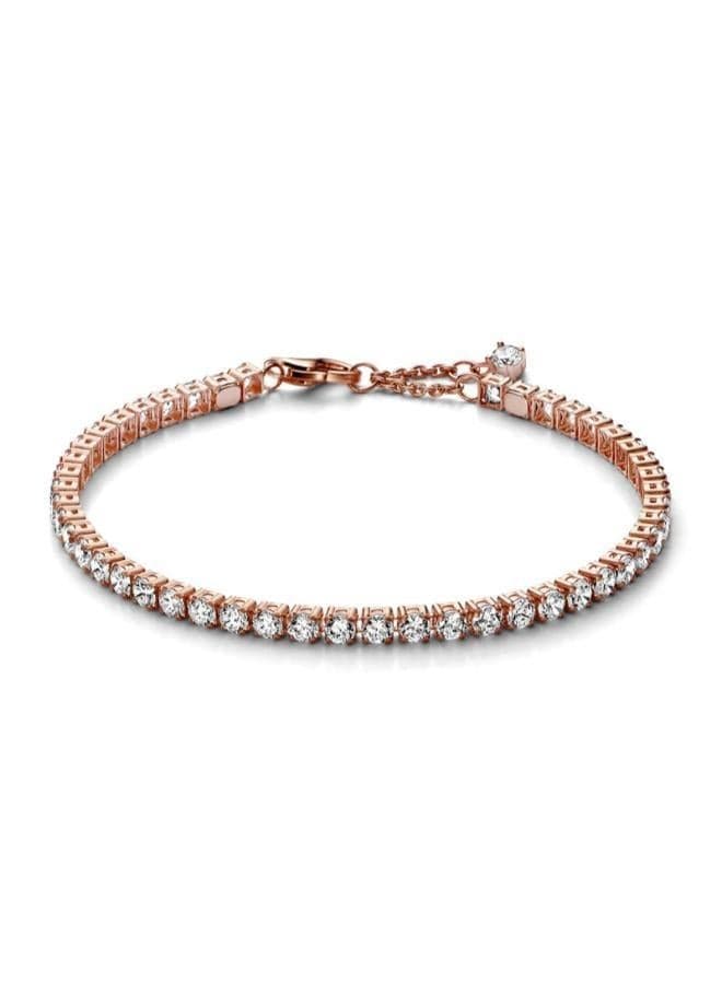 14K Rose Gold Pink Tennis Bracelet with CZ Sparkle - Image 1