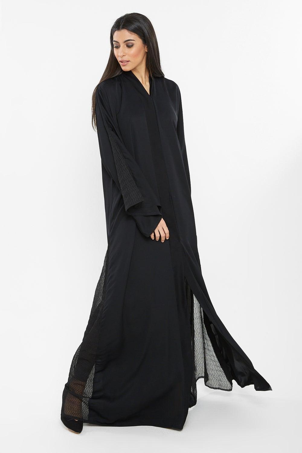 Premium Nida Abaya AJ125A with Net Detail - Image 1