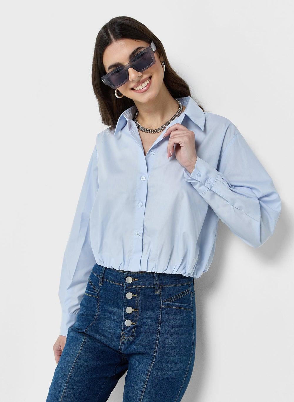 Boxy Cropped Shirt for Effortless Modern Style - Image 1