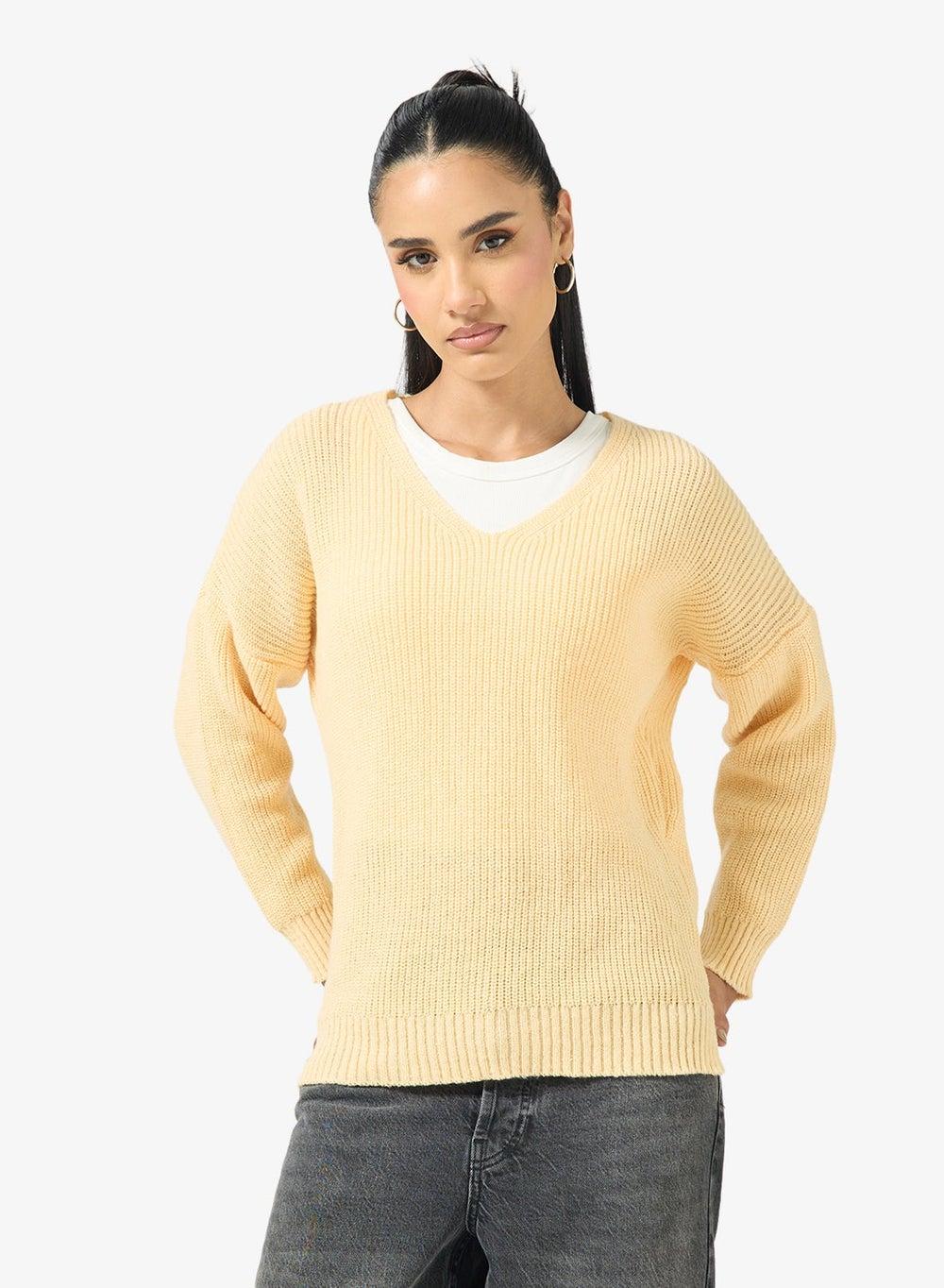 Refined V-Neck Ribbed Knit Jumper - Image 1