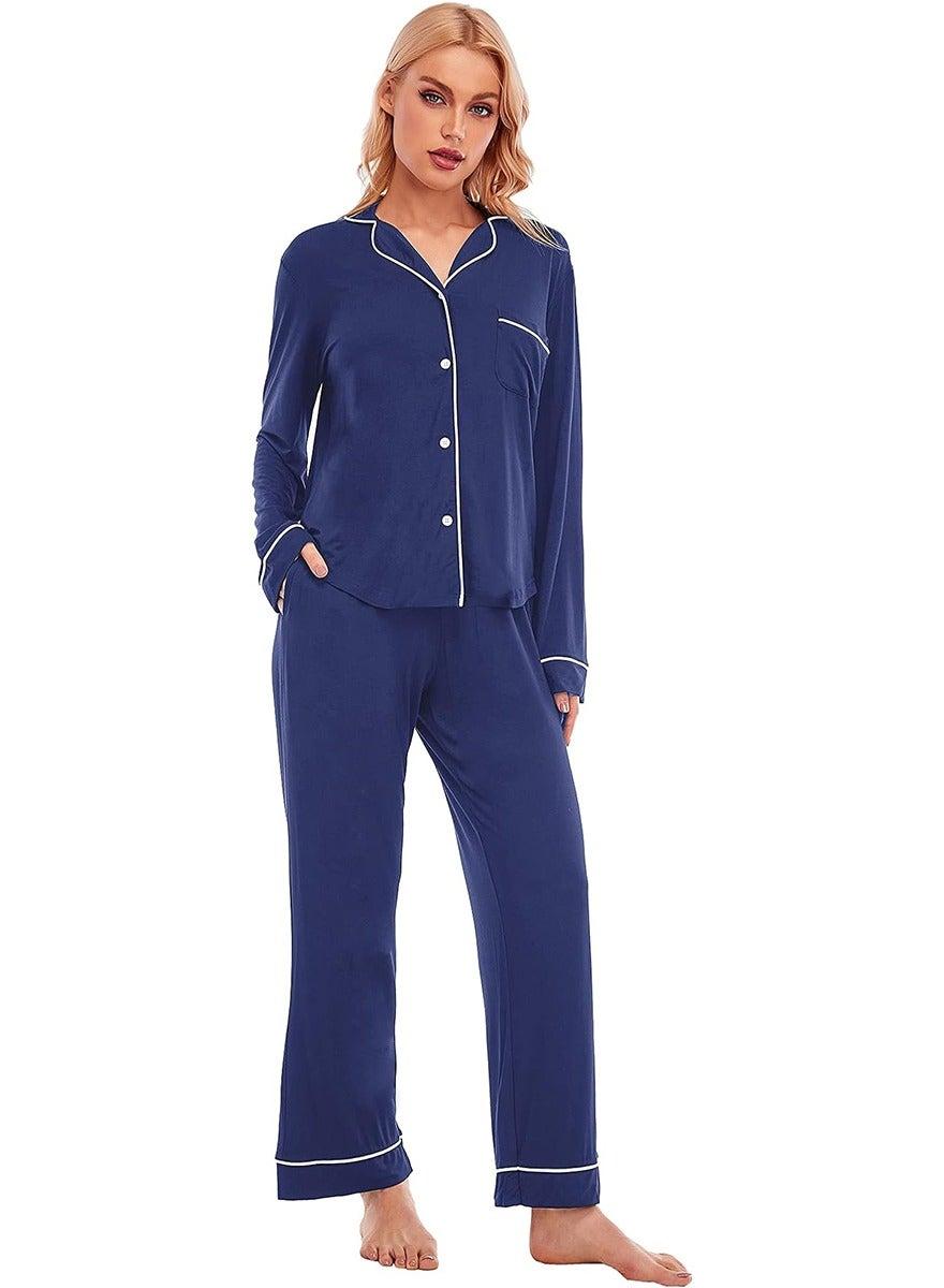 Soft Knitted Cotton Pajama Set Button-Down 2 Piece - Image 1