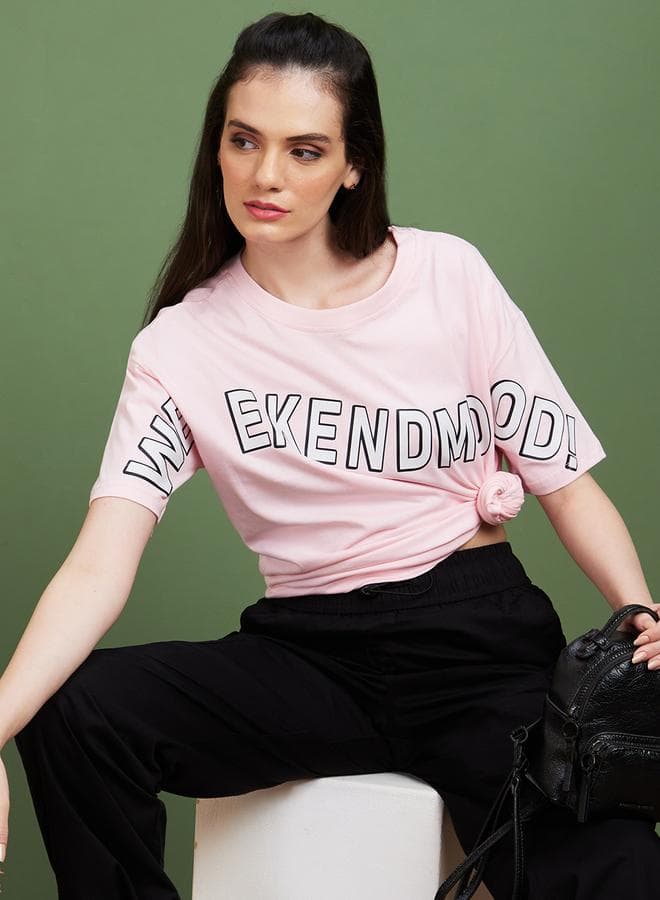 Globus Slogan Print Cotton Boxy Fit T-Shirt - Image 1