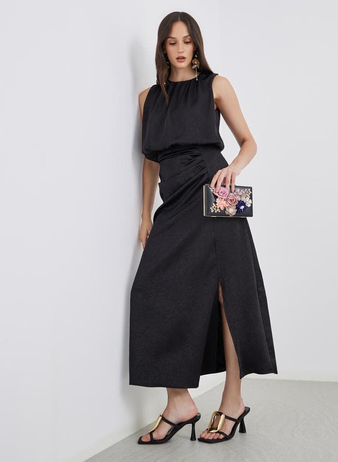 Styli Gathered Detail Sleeveless Sheath Maxi Dress - Image 1