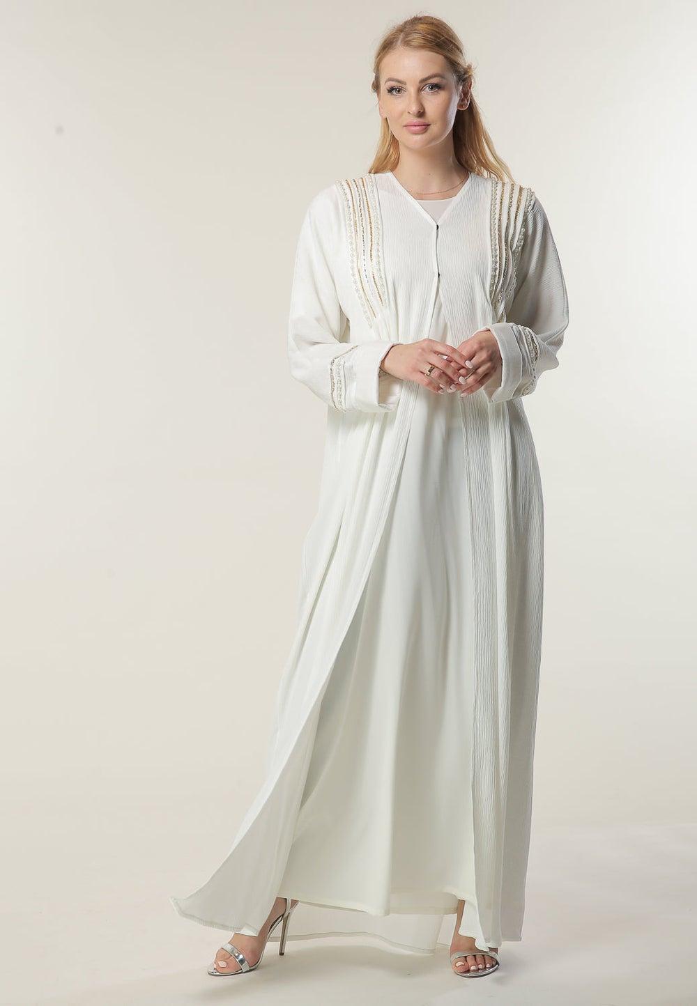 Embellished Open Abaya – Elegant Luxury Layer - Image 1
