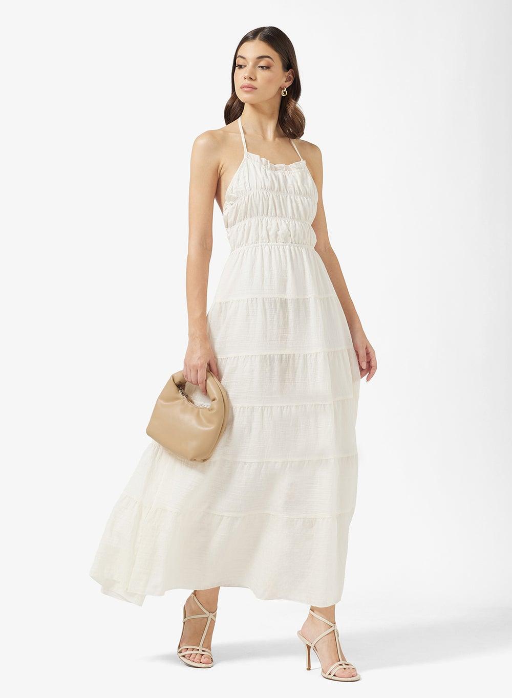 Elegant Summer Maxi Dress with Tie-Back Detail - Image 1