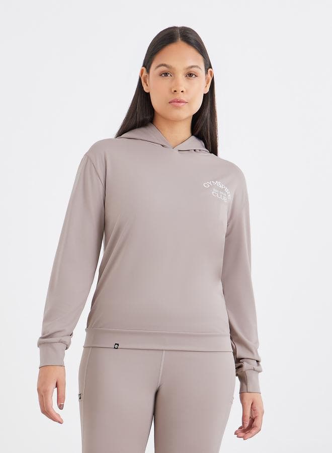 Gymspire Edition Hooded Long Sleeve Top Text Detail - Image 1