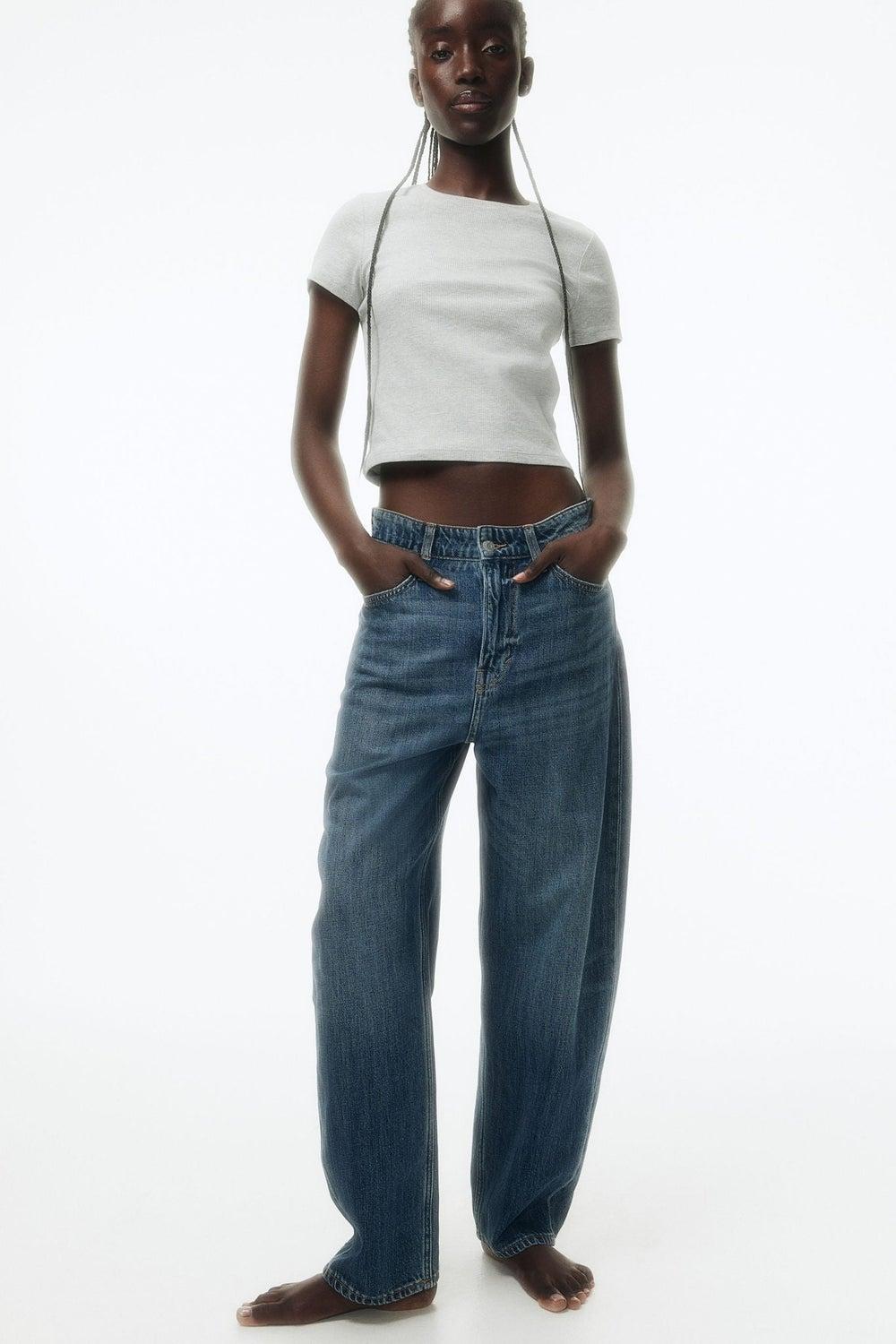 High-Waist Barrel Leg Denim Jeans - Image 1