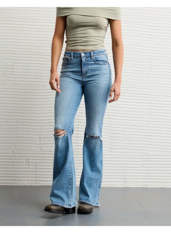 AE Next Level Ripped Super High-Waisted Flare Jeans - Image 1