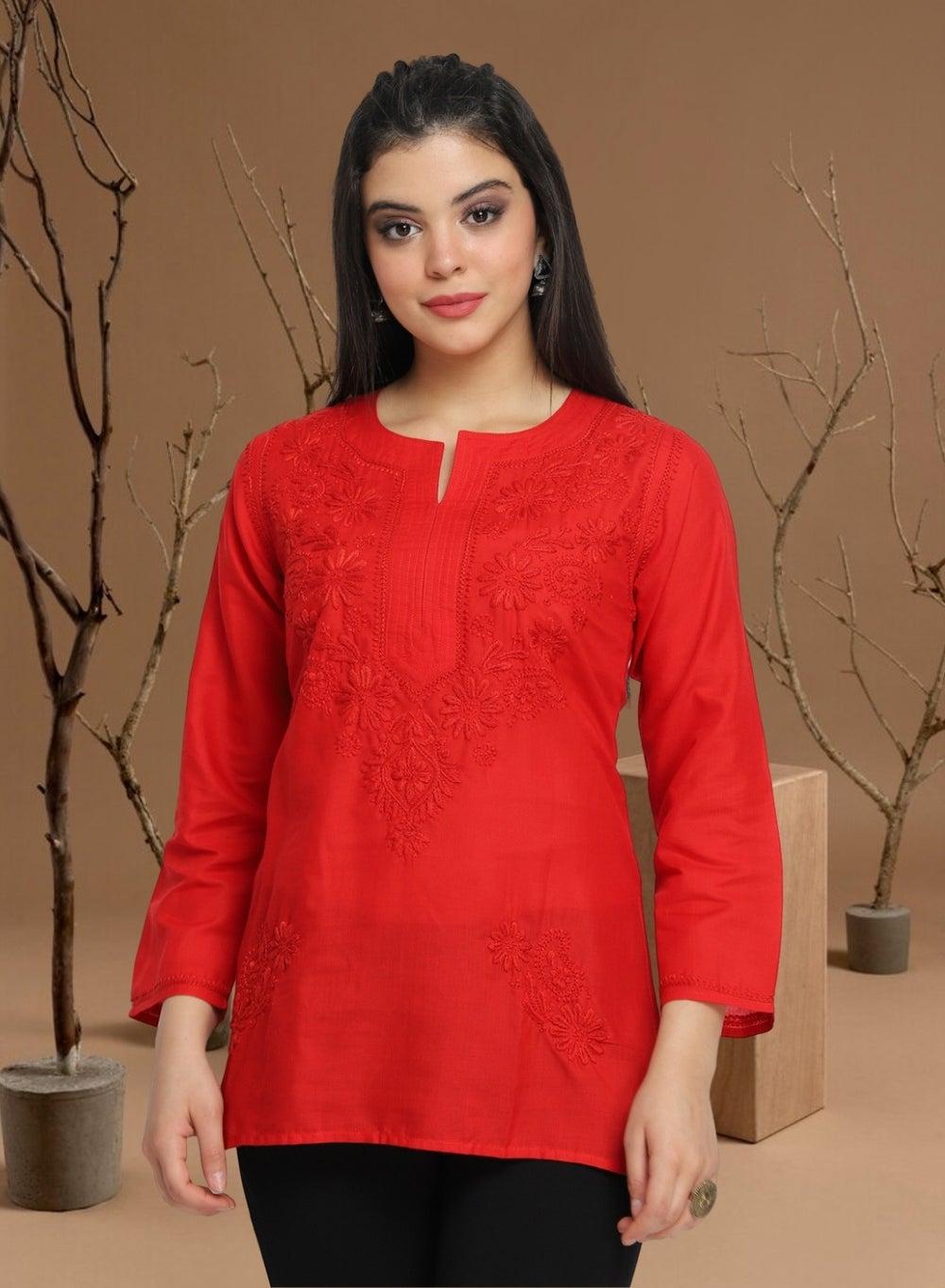 AL3405 Hand Embroidered Chikankari Cotton Kurti - Image 1