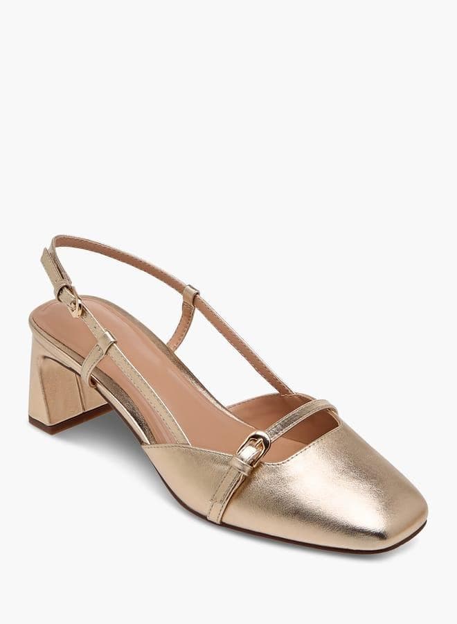 Celeste Glossy Buckle Block Heel Sandals - Image 1