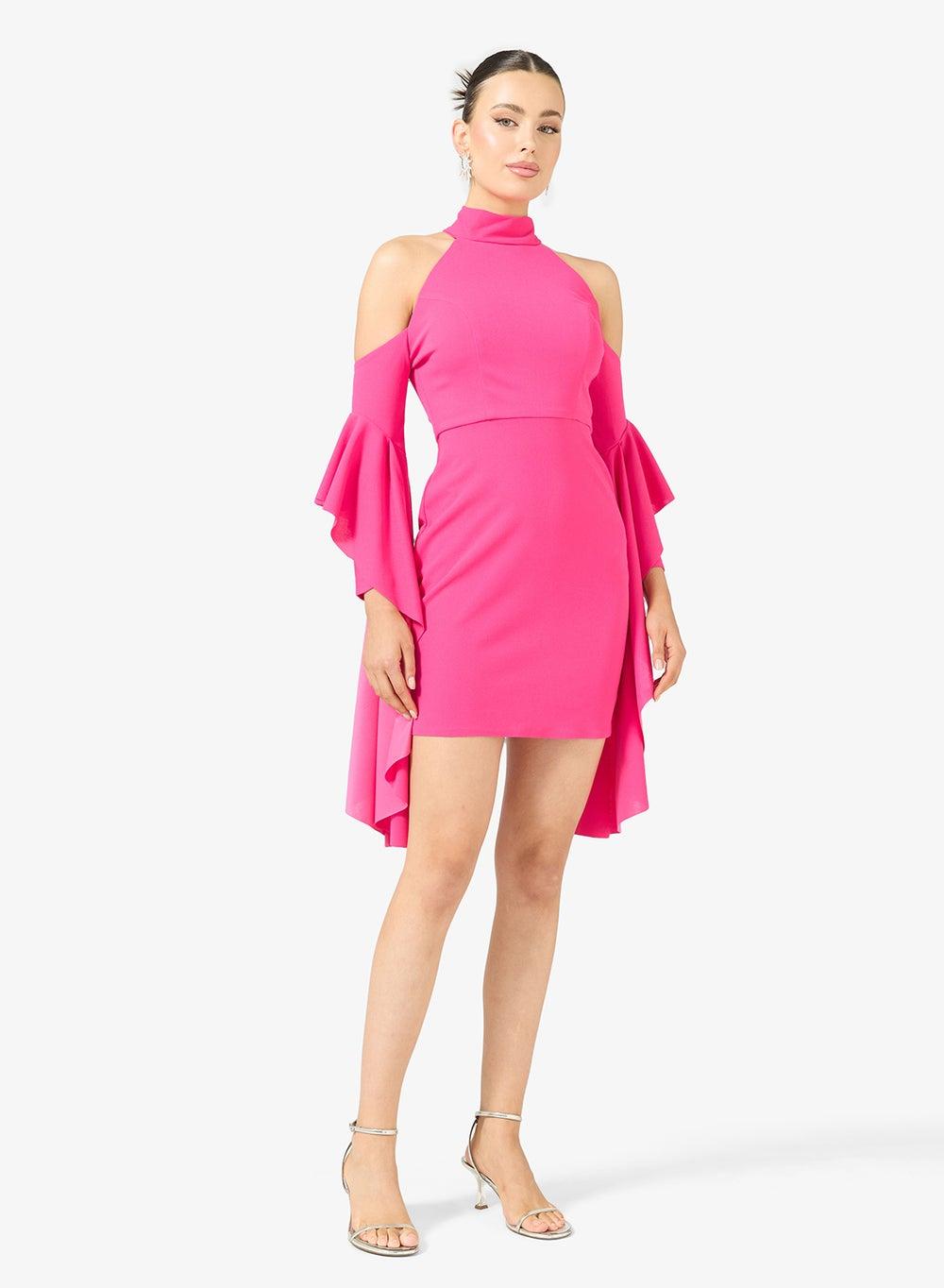High-Neck Statement Sleeve Mini Dress - Image 1