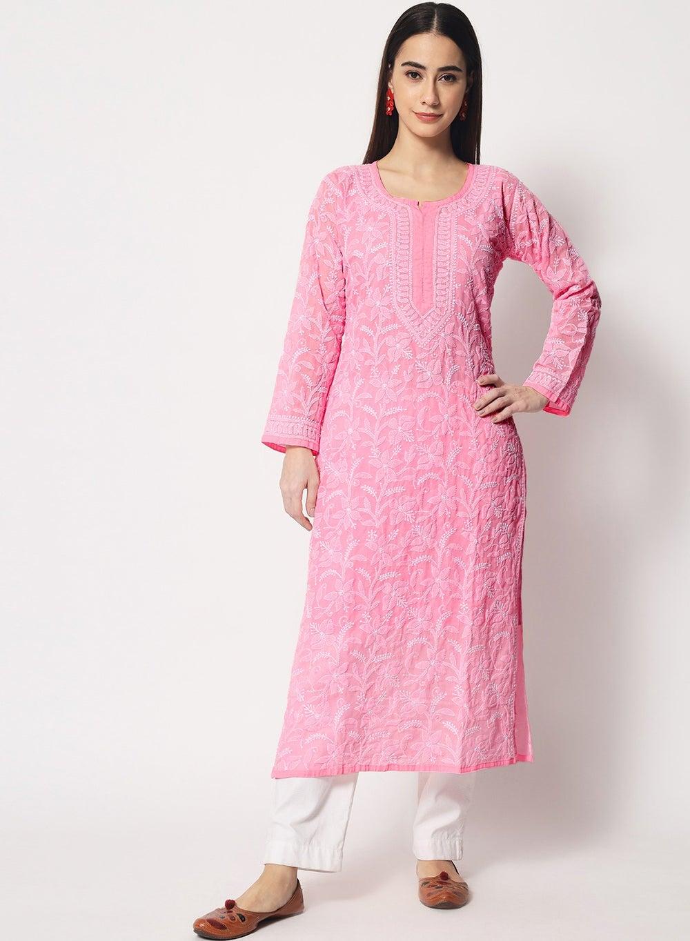 Hand Embroidered Chikankari Cotton Kurta AL3592 - Image 1