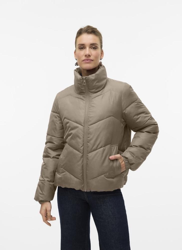 Quilted Puffer High Neck Jacket - Image 1