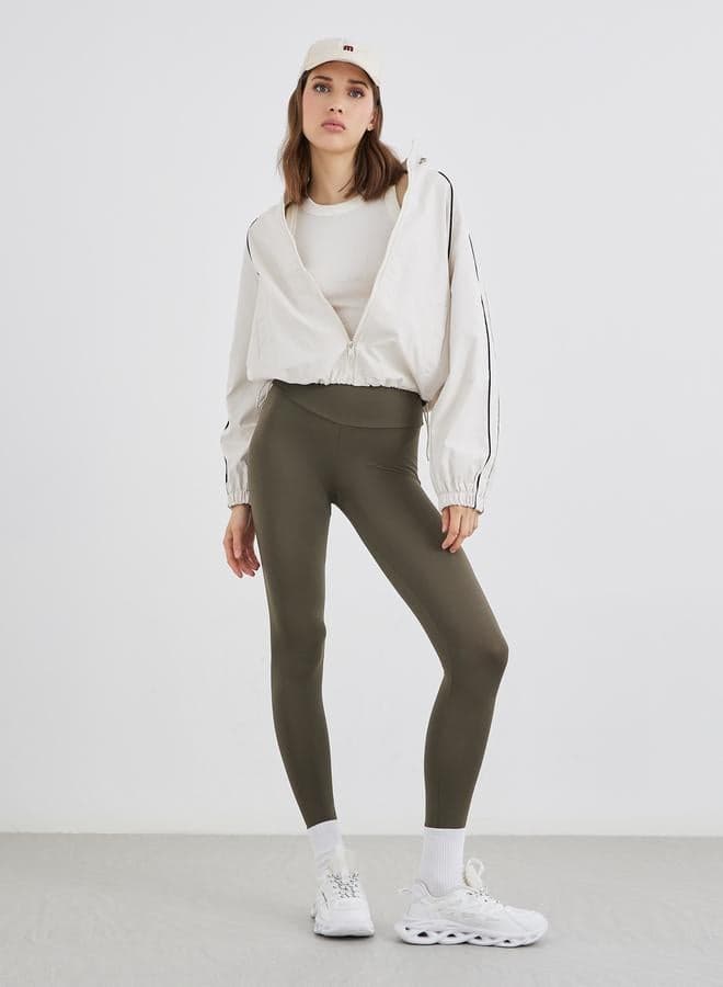 Women Solid Leggings with Wide Waistband - Image 1