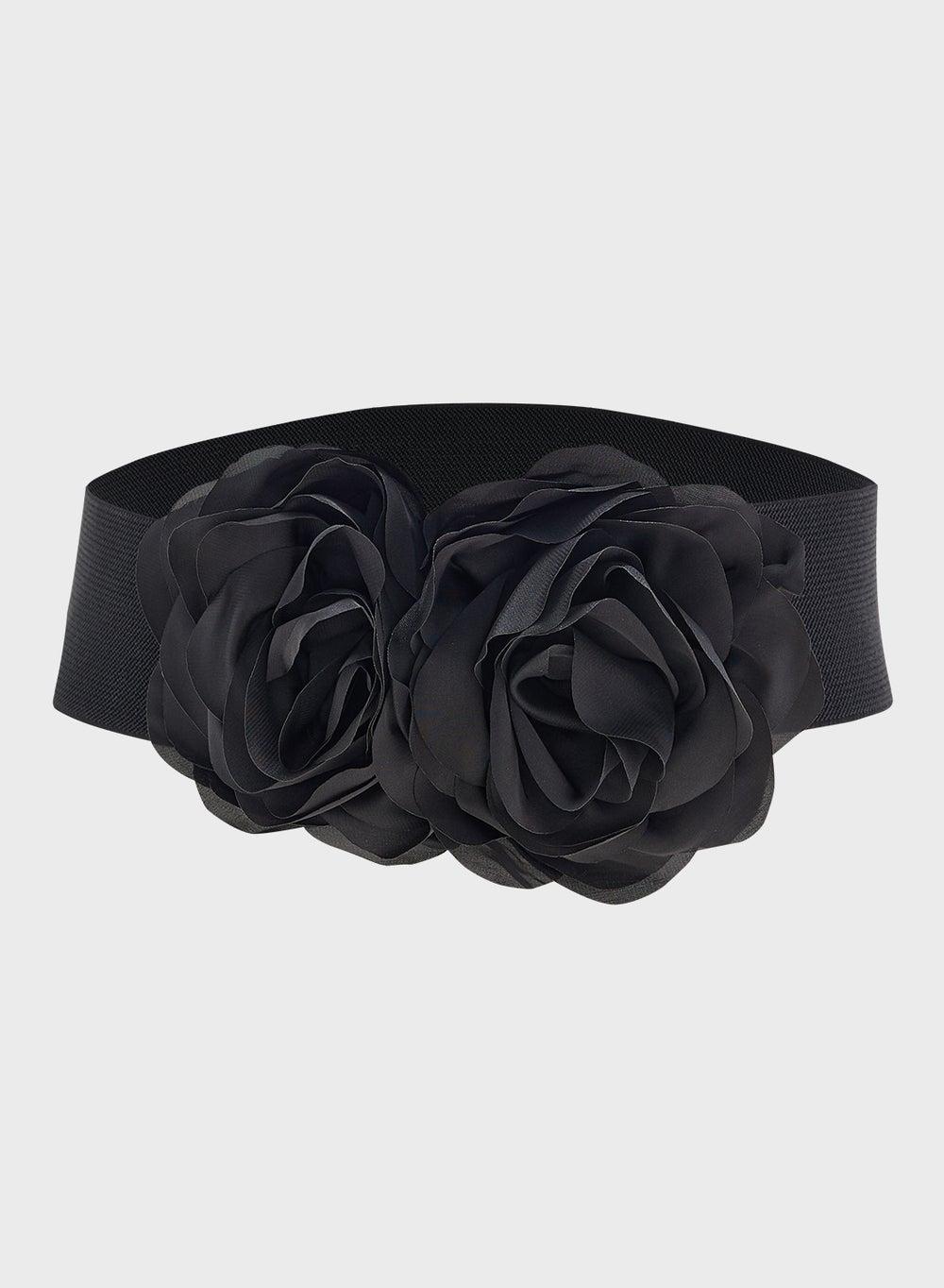 Floral Trim Elastic Waist Belt - Image 1