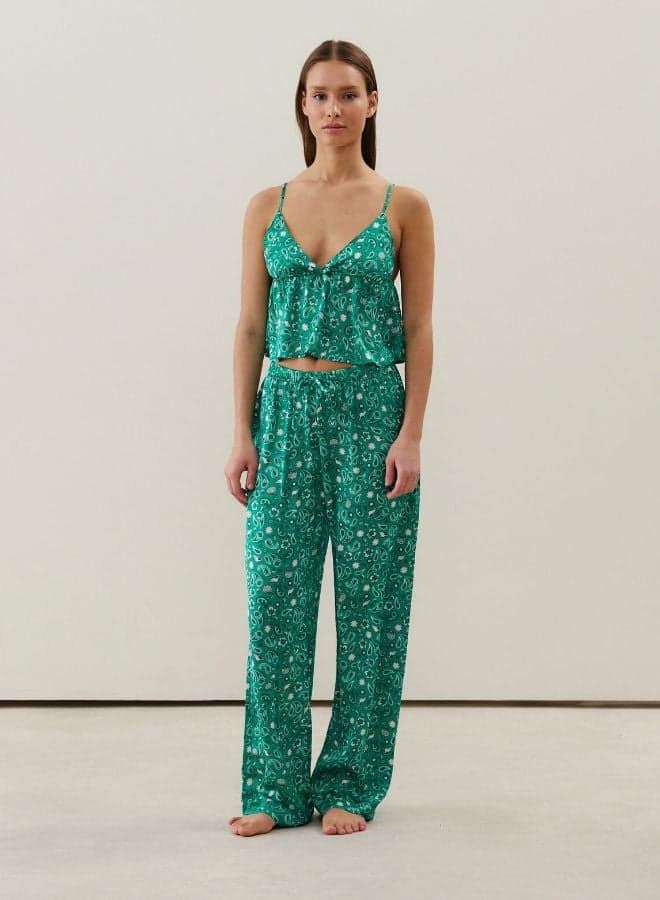 Green Satin Pyjama Pants - Image 1