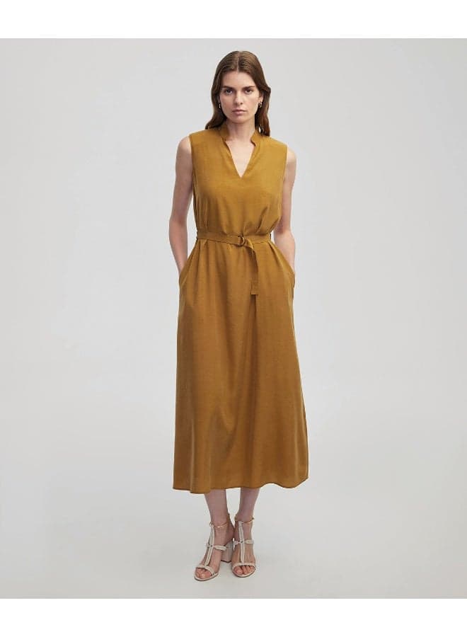Relaxed Fit Belted Midi Dress - Image 1