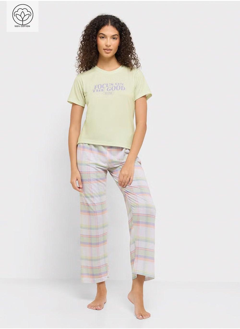 Cotton Graphic T-Shirt & Pyjama Set - Image 1