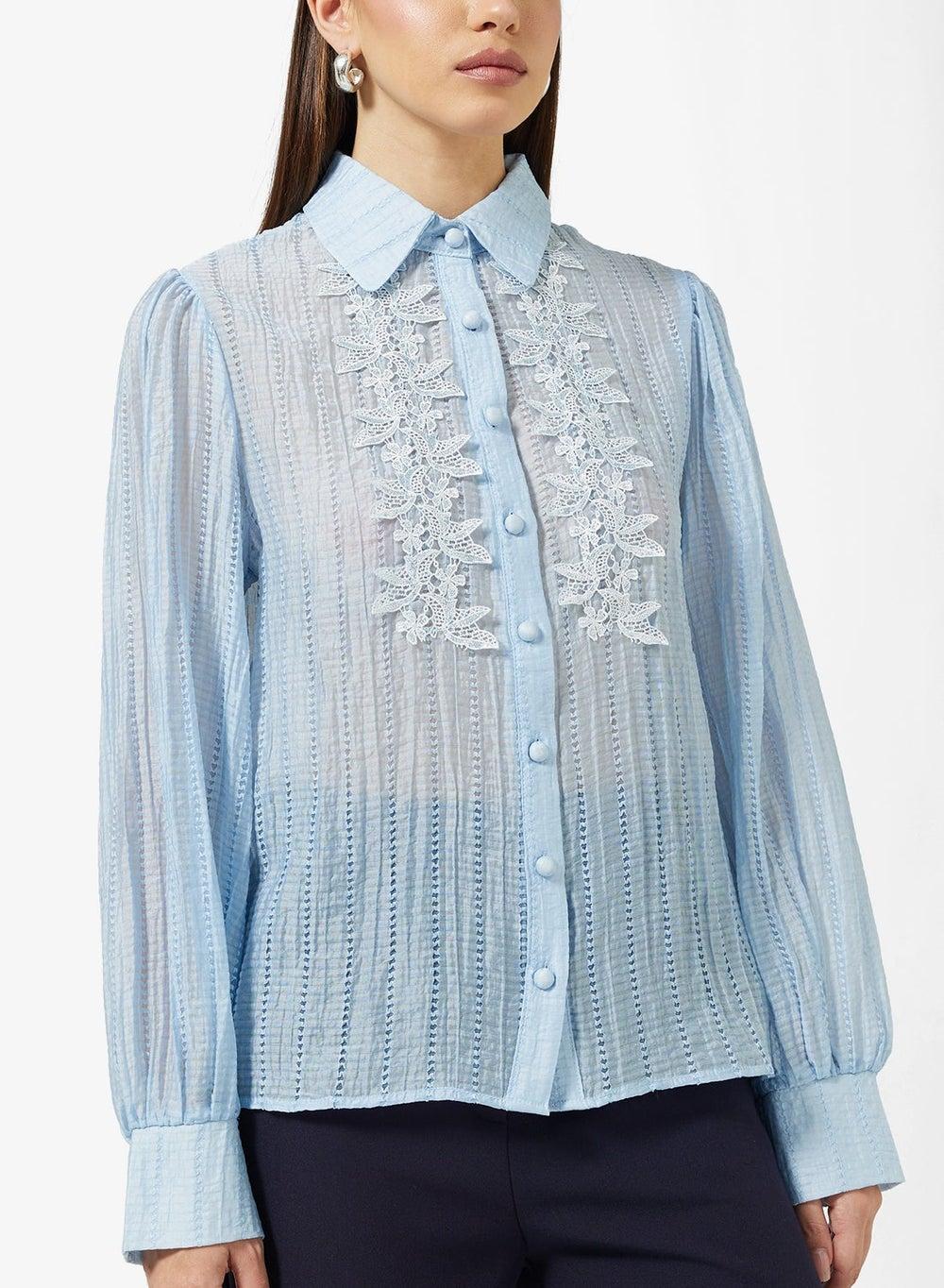 Button Shirt With Lace Detail - Image 1