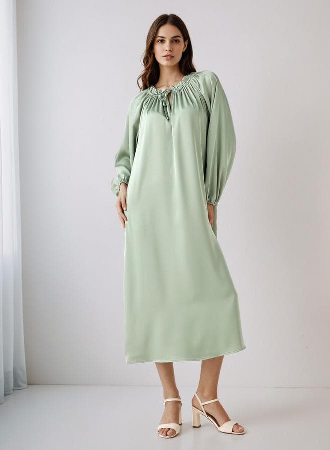 Shift Midi Dress with Tie-Up Details - Image 1