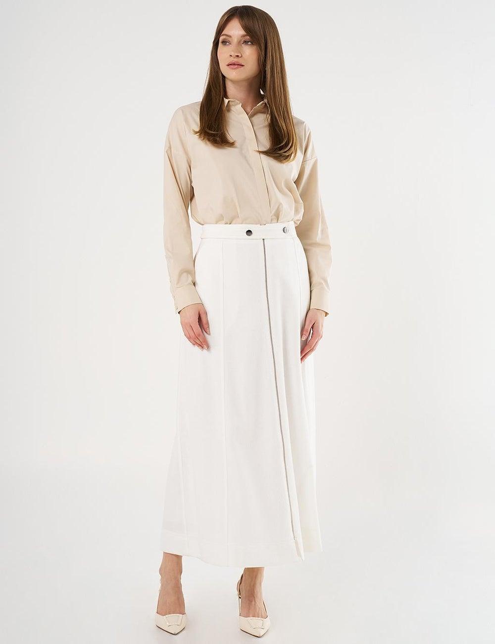 Ecru High Waist Floral Print Skirt - Image 1