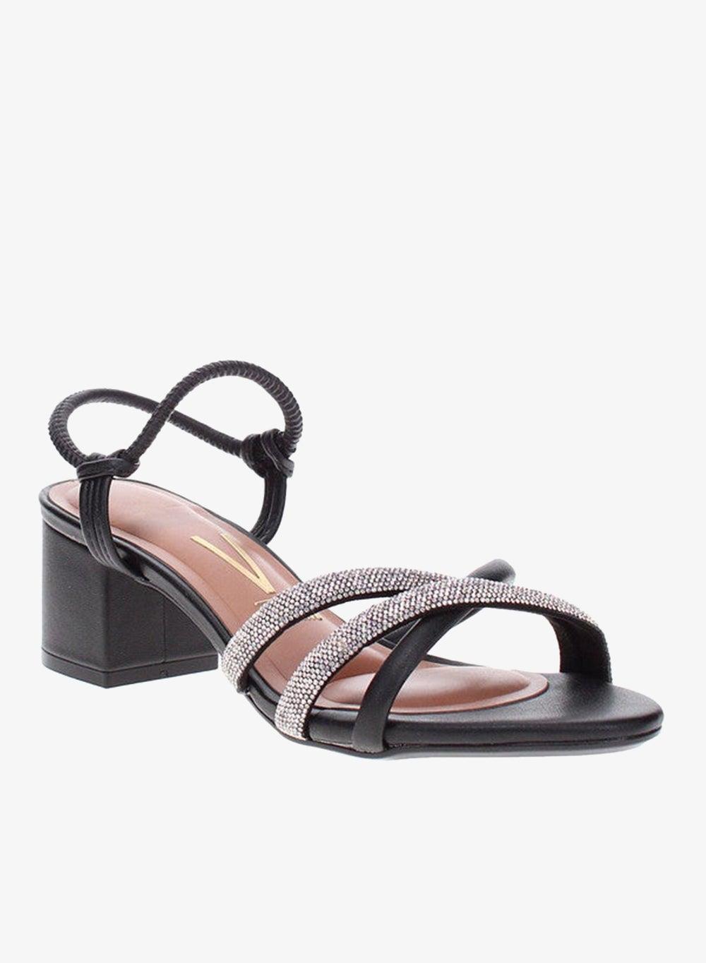 Mid Heel Sling Back Sandals with Ankle Strap - Image 1