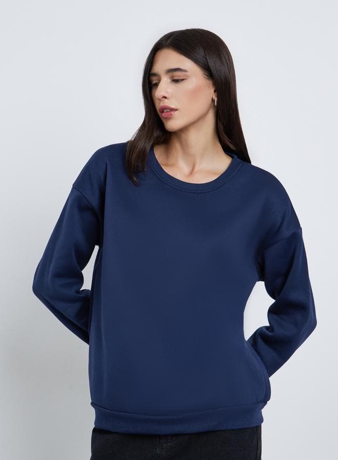 Take Two Dark Blue Regular Fit Sweatshirt for Women - Image 1