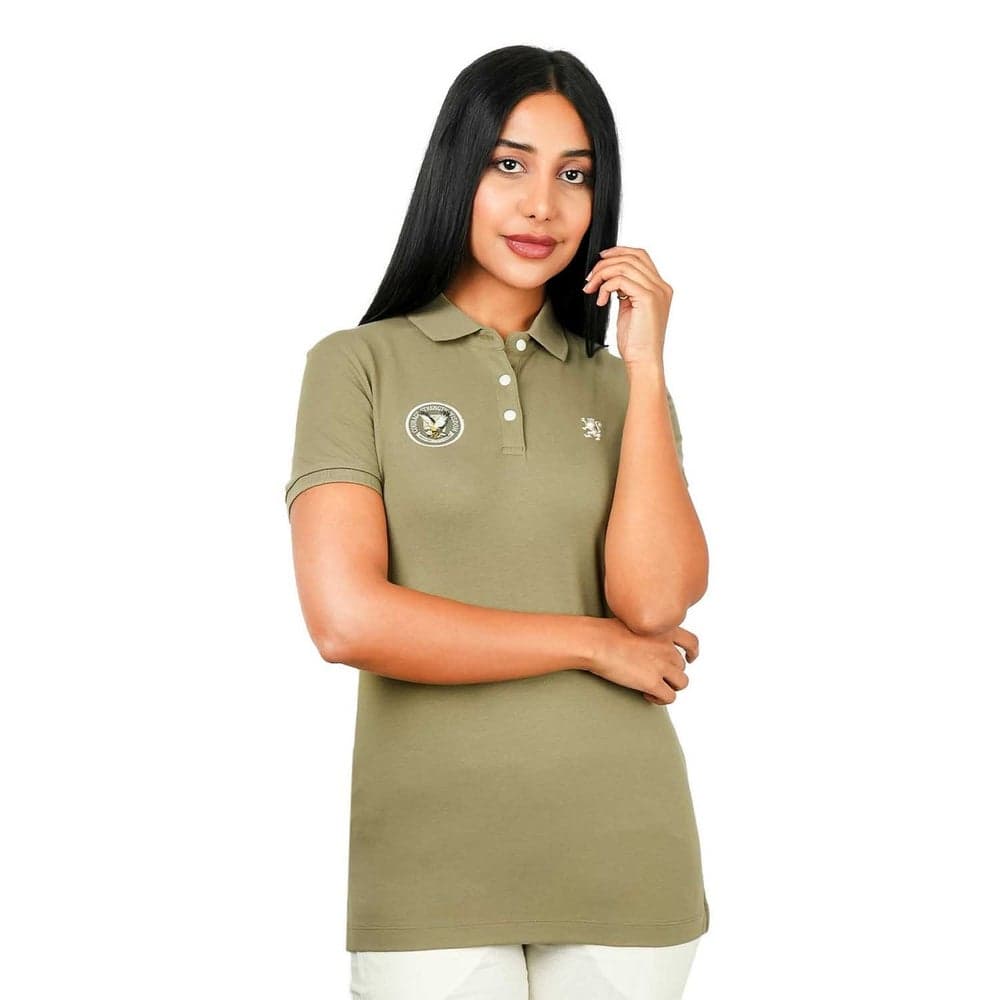 Women's Slim Fit Cotton Pique Polo with Bold Embroidery - Image 1