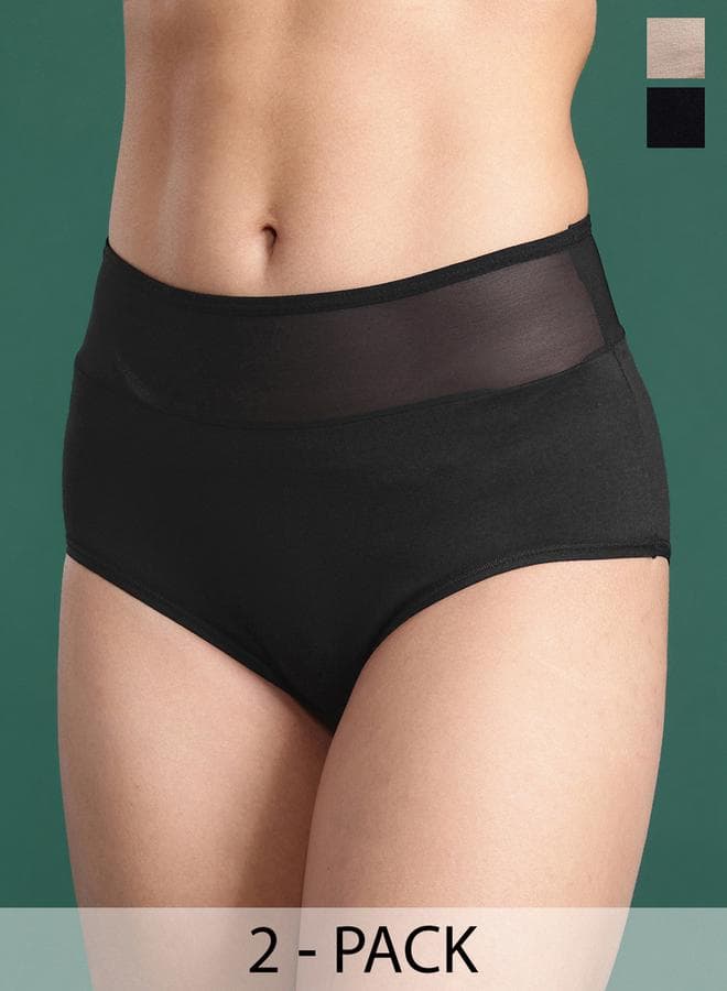 Pack of 2 Cotton Semi-Sheer Hipster Panties by Styli - Image 1