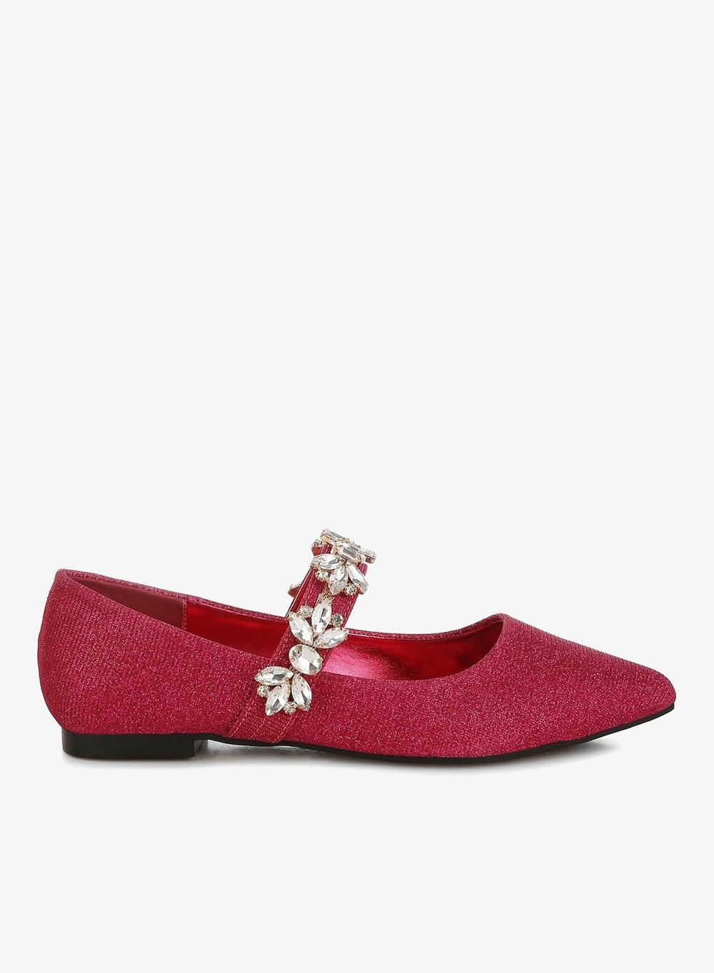 Diamante Brooch Glitter Fuchsia Ballerinas - Image 1