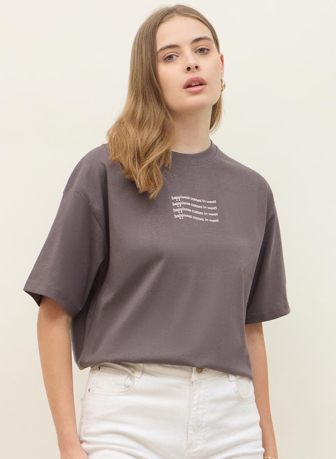 Styli Oversized Slogan Print Women’s T-Shirt - Image 1