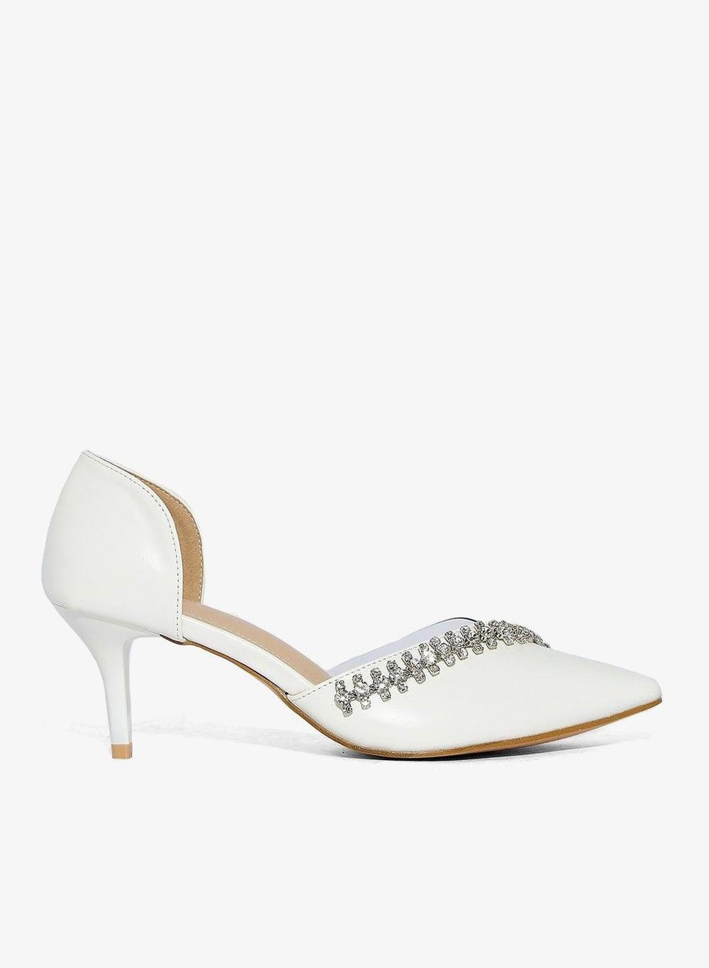Embellished Stone Clear Detail Pointed Pump - Image 1