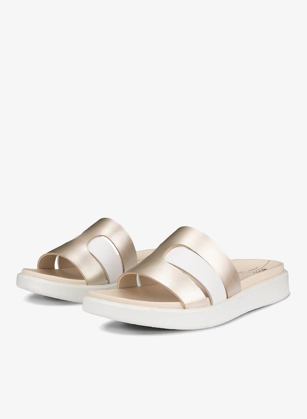 ECCO Flowt W White Leather Slide Sandals - Image 1
