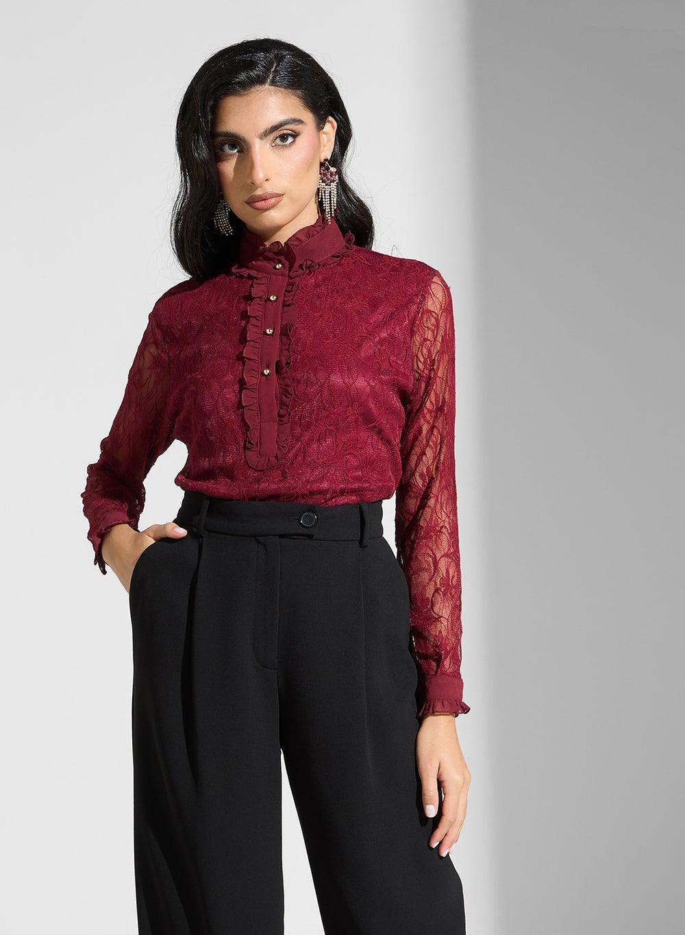 Long Sleeve Polyester Modest Blouse for Women - Image 1