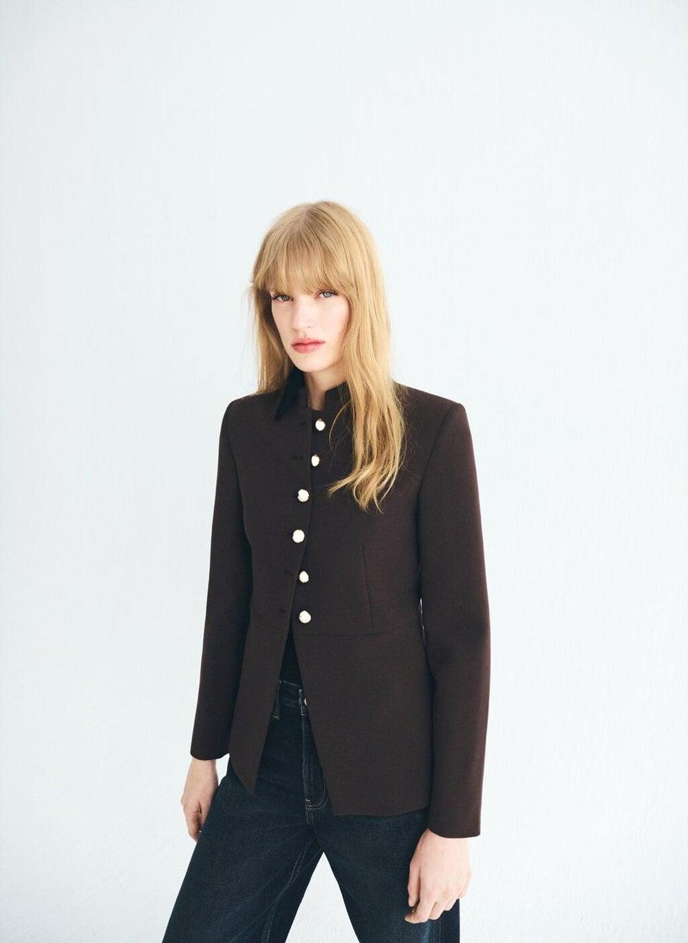 Jewel-Button Collar Jacket - Image 1