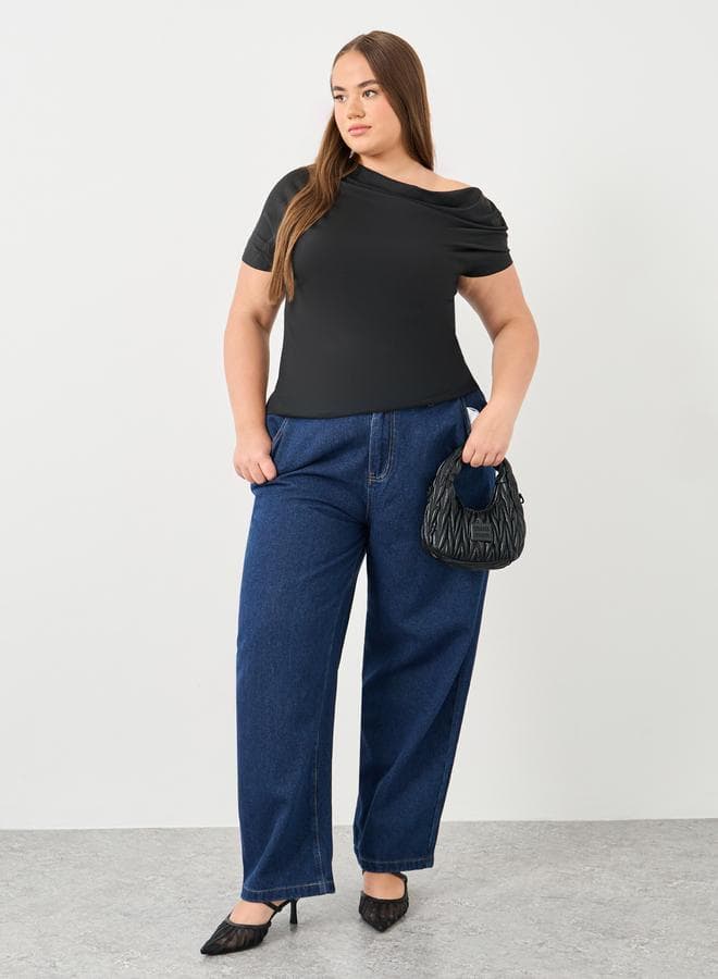 Styli Plus Barrel Fit Jeans for Women - Image 1