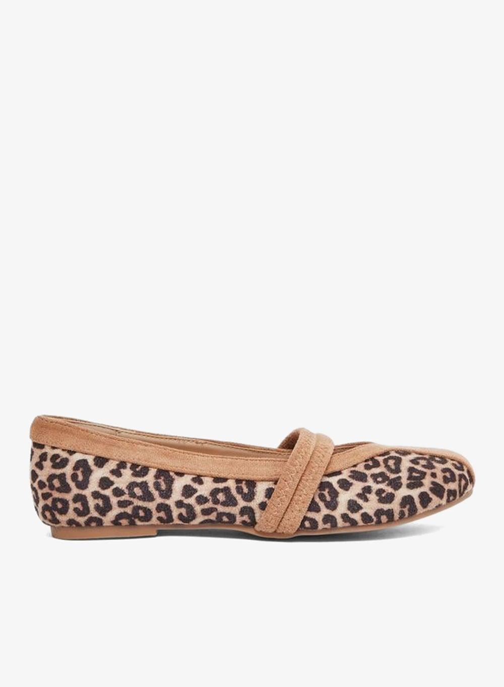 Styli Tan Leopard Animal Print Ballerina Flats - Image 1