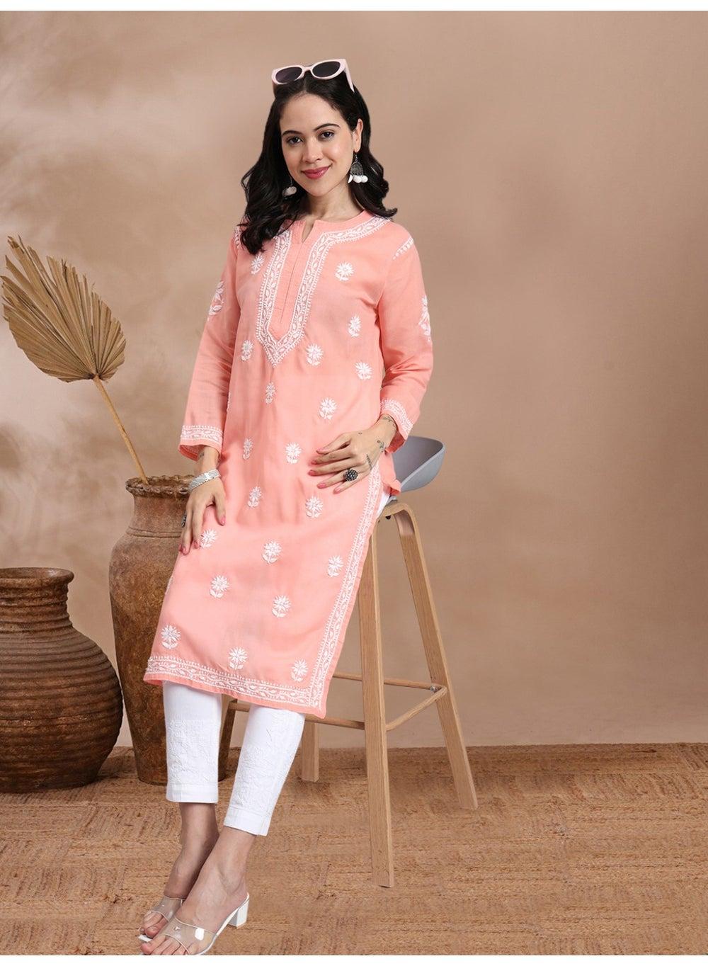 Hand Embroidered Chikankari Cotton Kurta AL3999 - Image 1