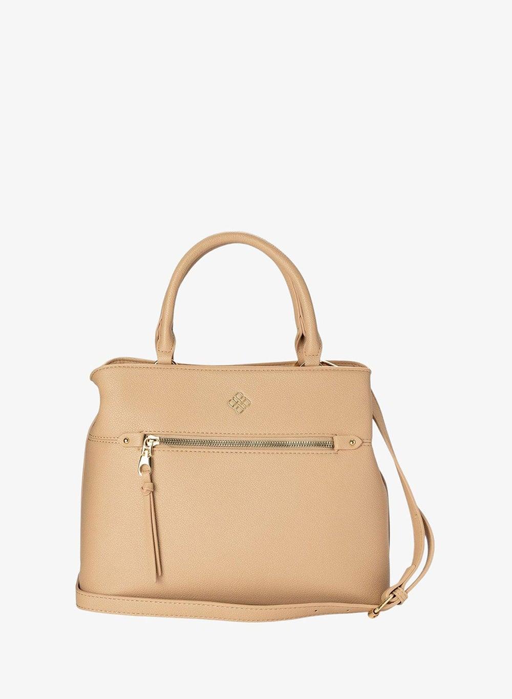 Metallic Logo Handbag with Detachable Strap - Image 1