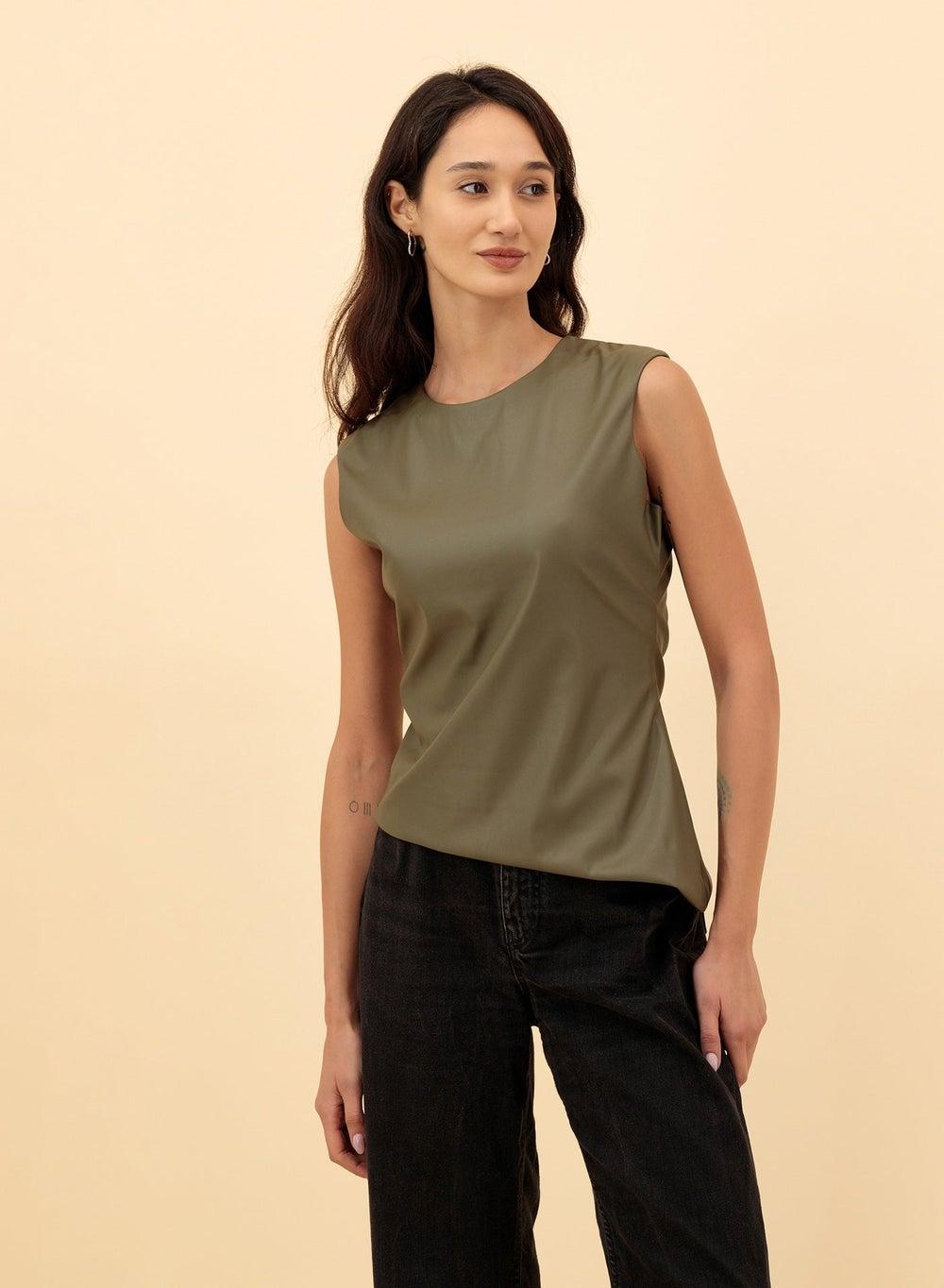 Asymmetric Leather Top for Women - Image 1