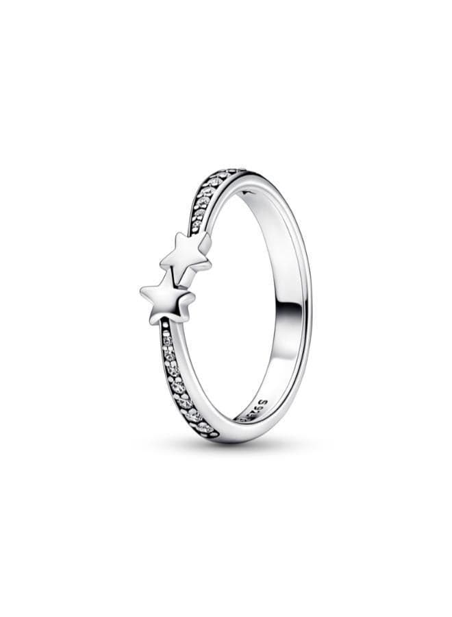 Stars Sterling Silver Ring with Clear Cubic Zirconia - Image 1