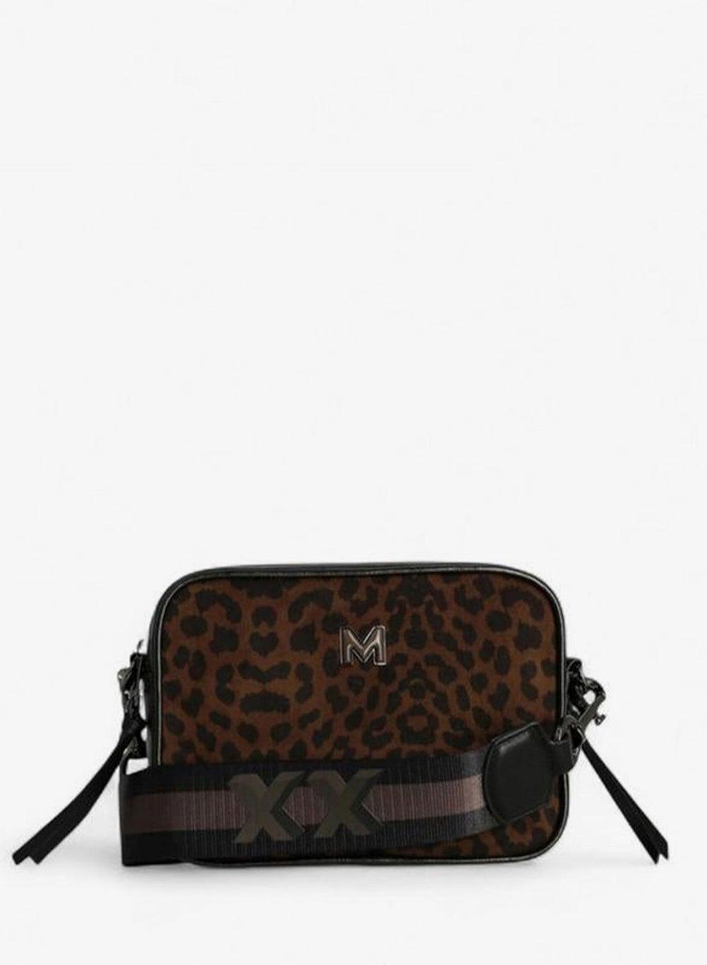 Animal Print Crossbody Bag with Striped Strap - Image 1